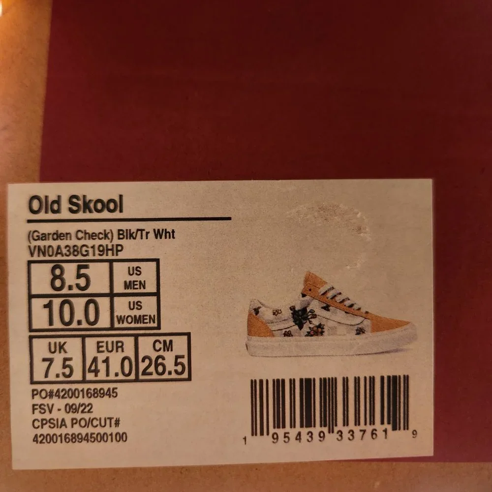 NWT VANS Suede/ Canvas Old Skool (Garden Check) Yellow Men (8.5)/ Women (10.0) - Picture 16 of 16